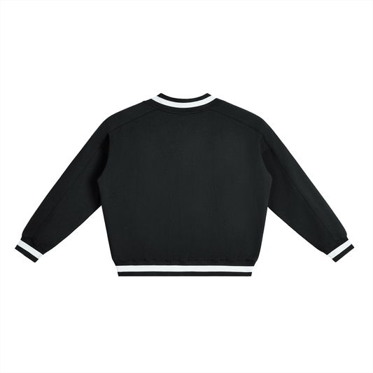 V-Neck Contrast Collar Boxy Sweatshirt