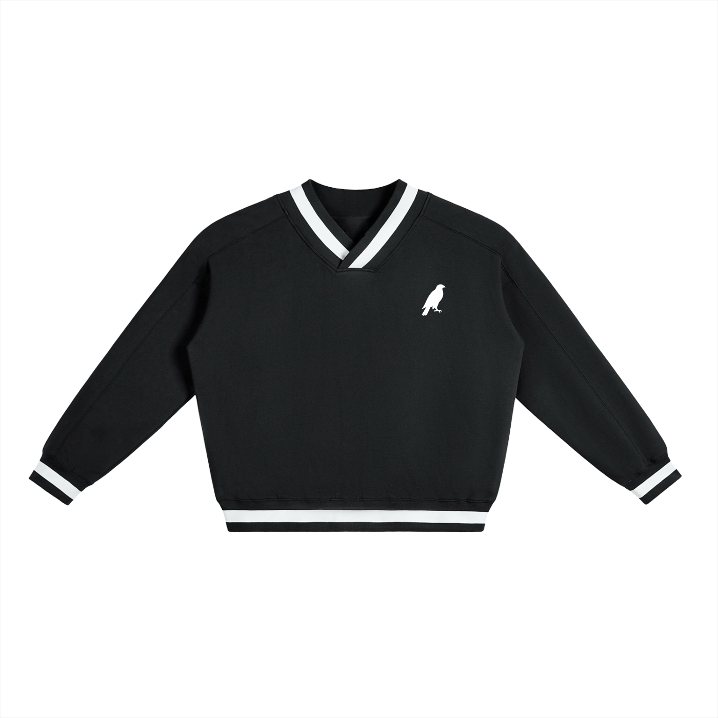 V-Neck Contrast Collar Boxy Sweatshirt