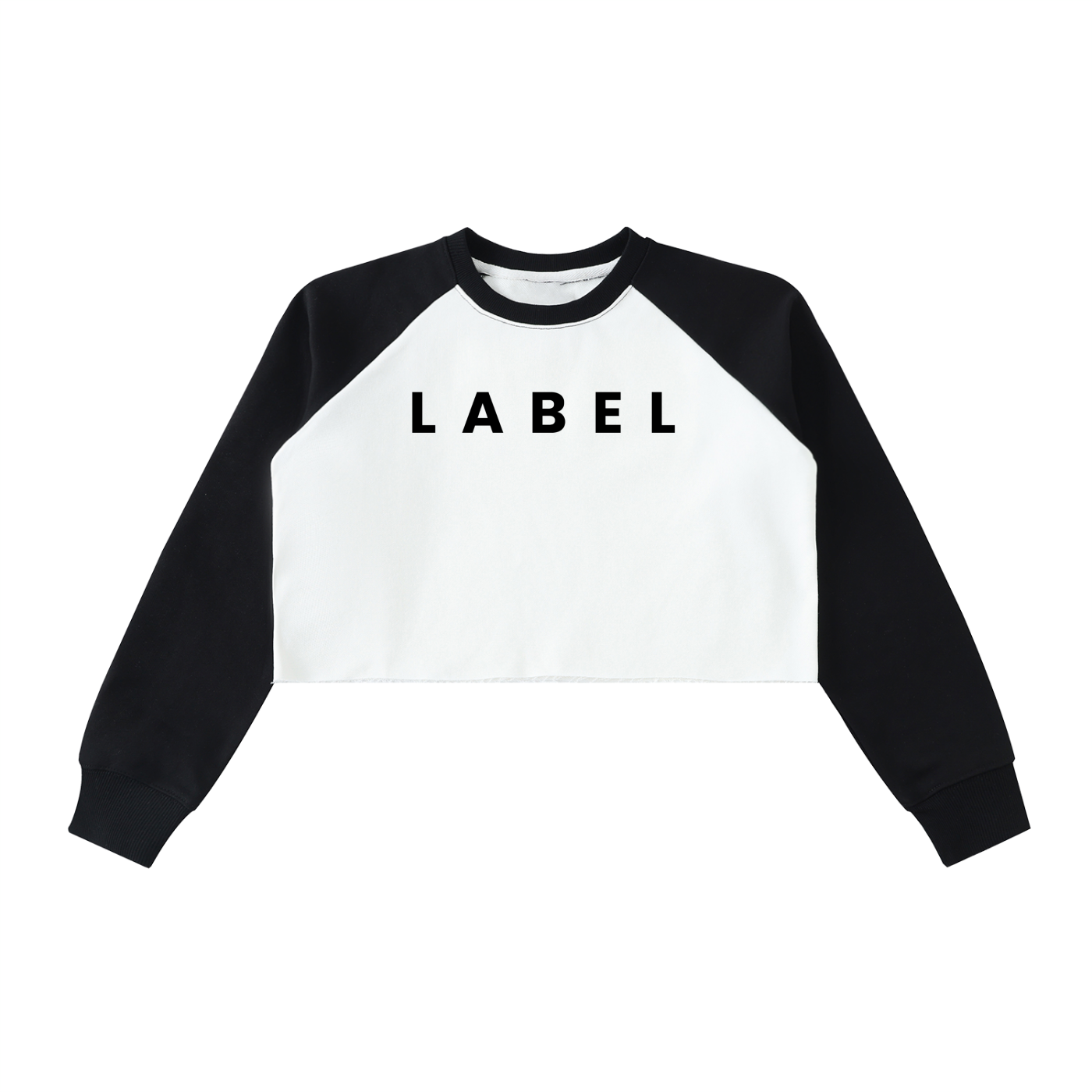 Raw-Hem Color-Block Raglan Crop Sweatshirt