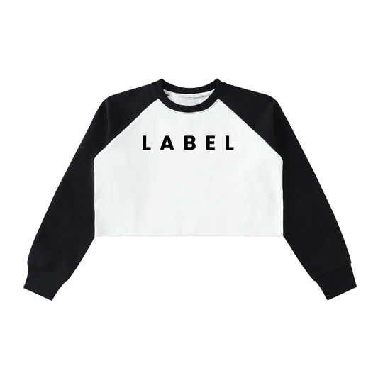 Raw-Hem Color-Block Raglan Crop Sweatshirt